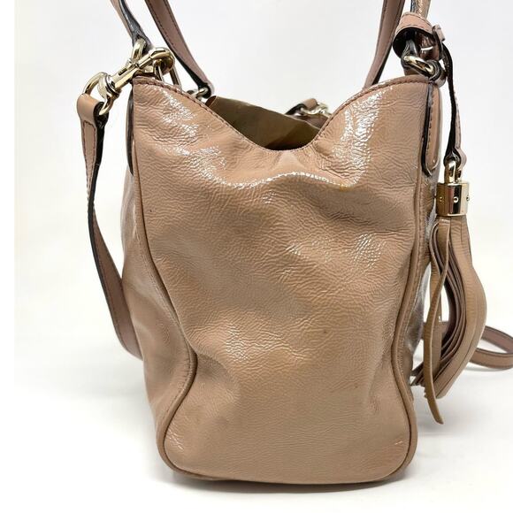 Gucci Soho Patent Leather 2 Way Tote Handbag Shoulder Bag Beige - Picture 7 of 17